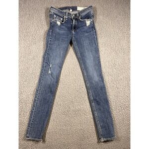 RAG & BONE  La Paz Blue Skinny Denim Distressed Jeans Pants Size 25 W1502K520LAP